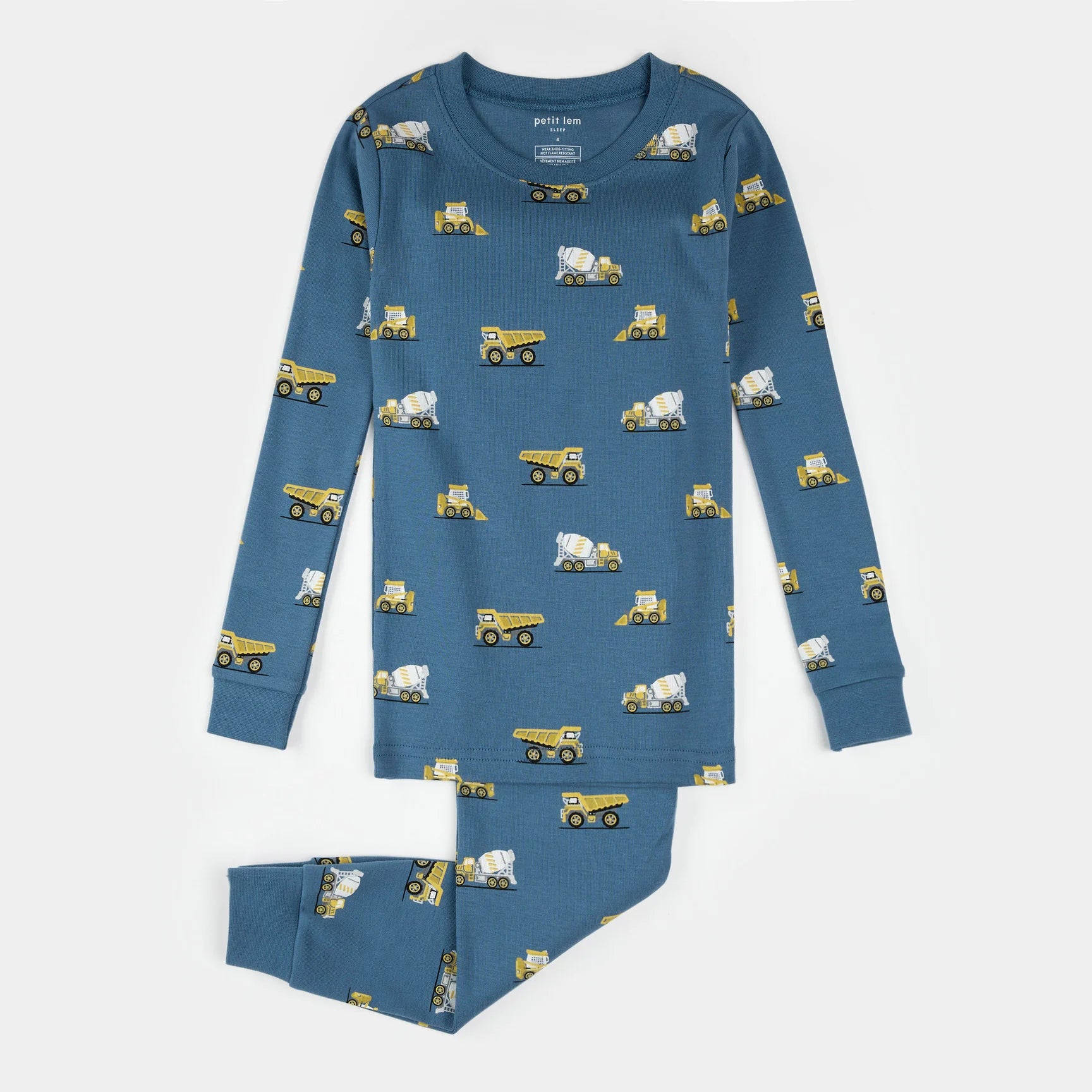 Long Sleeve Pajama Set | Blue Construction