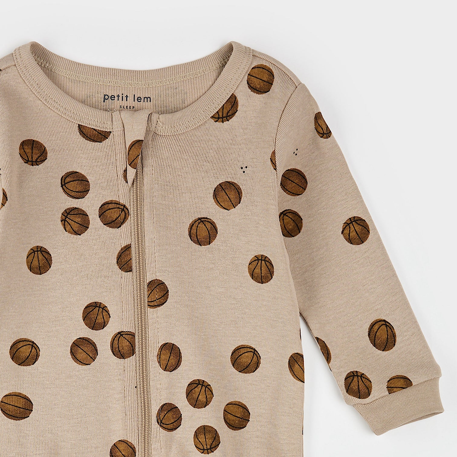 Footed Sleeper | Oatmeal Basketball