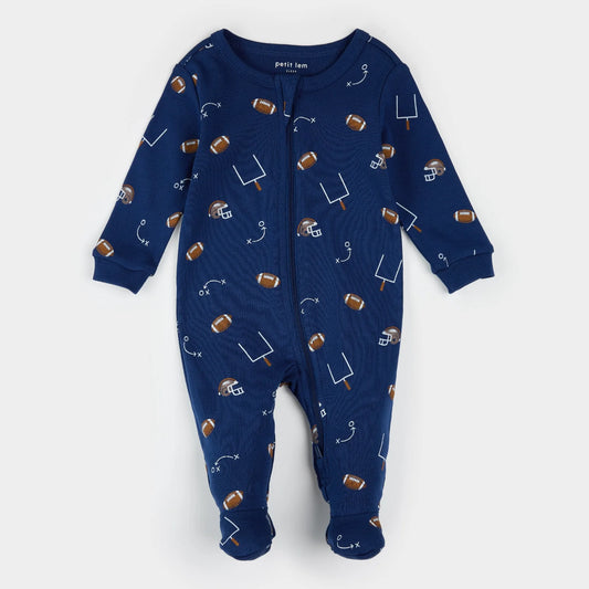 Footed Sleeper | Blue Football