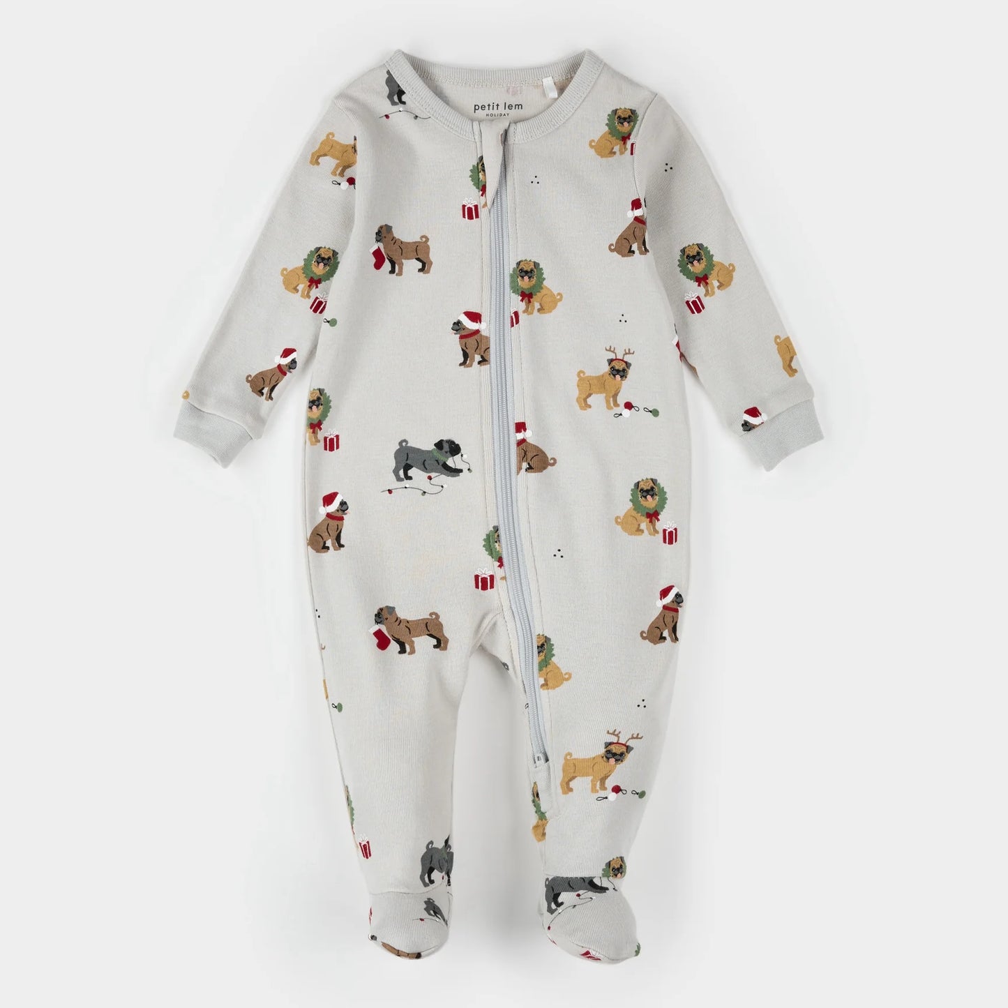 Footed Sleeper | Holiday Pugs