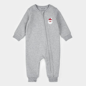 Heather Grey Fleece Playsuit | Santa Baby
