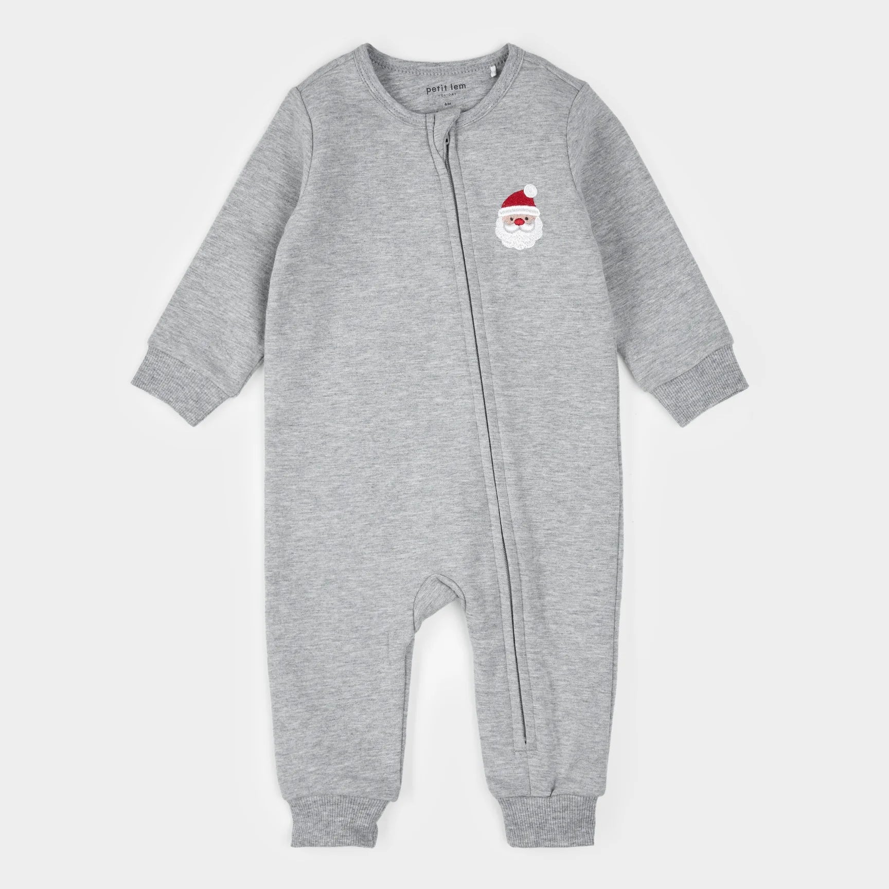 Heather Grey Fleece Playsuit | Santa Baby