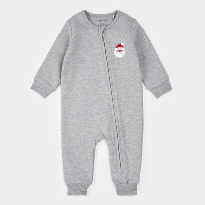 Heather Grey Fleece Playsuit | Santa Baby