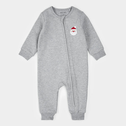 Heather Grey Fleece Playsuit | Santa Baby