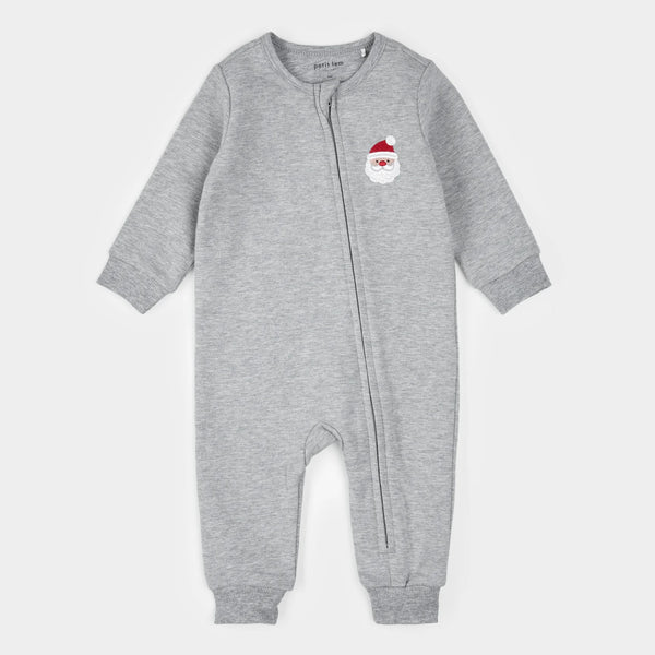 Heather Grey Fleece Playsuit | Santa Baby