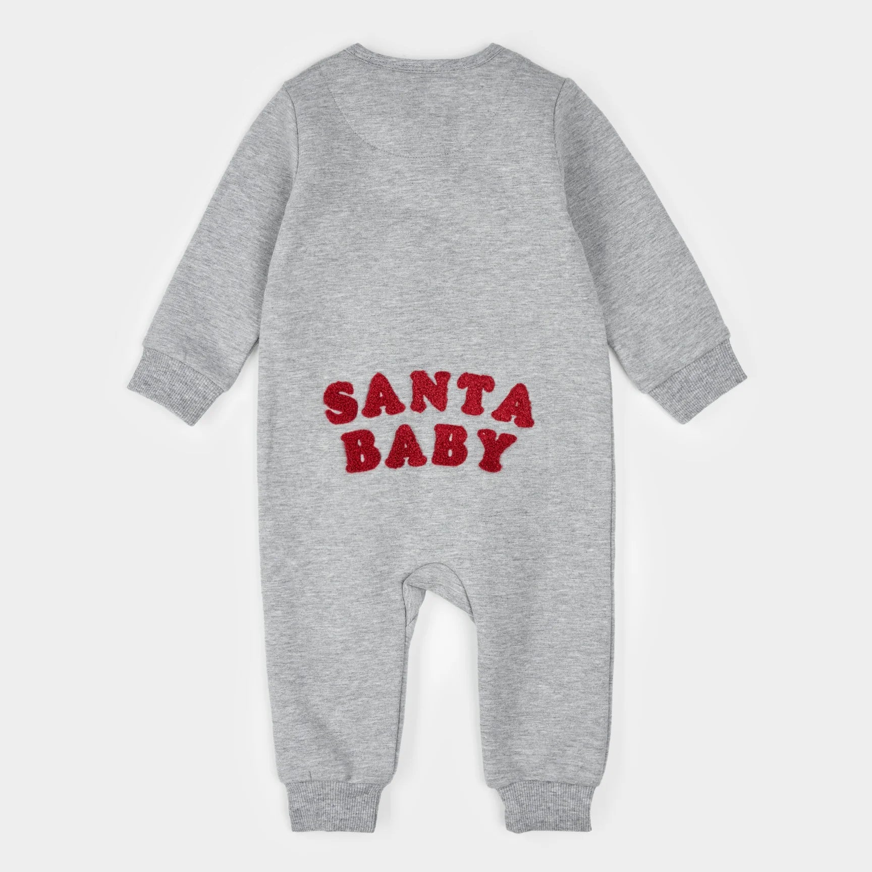 Heather Grey Fleece Playsuit | Santa Baby