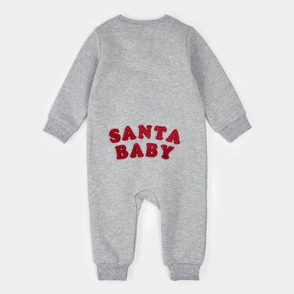 Heather Grey Fleece Playsuit | Santa Baby