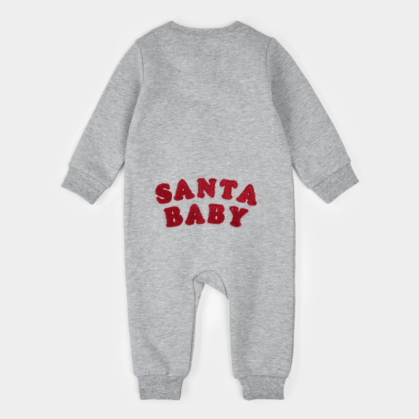 Heather Grey Fleece Playsuit | Santa Baby