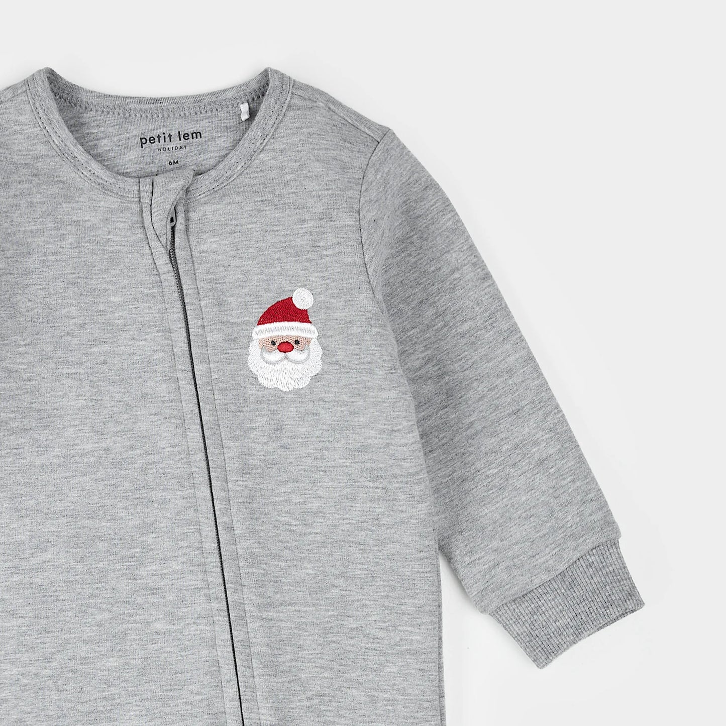 Heather Grey Fleece Playsuit | Santa Baby