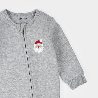 Heather Grey Fleece Playsuit | Santa Baby