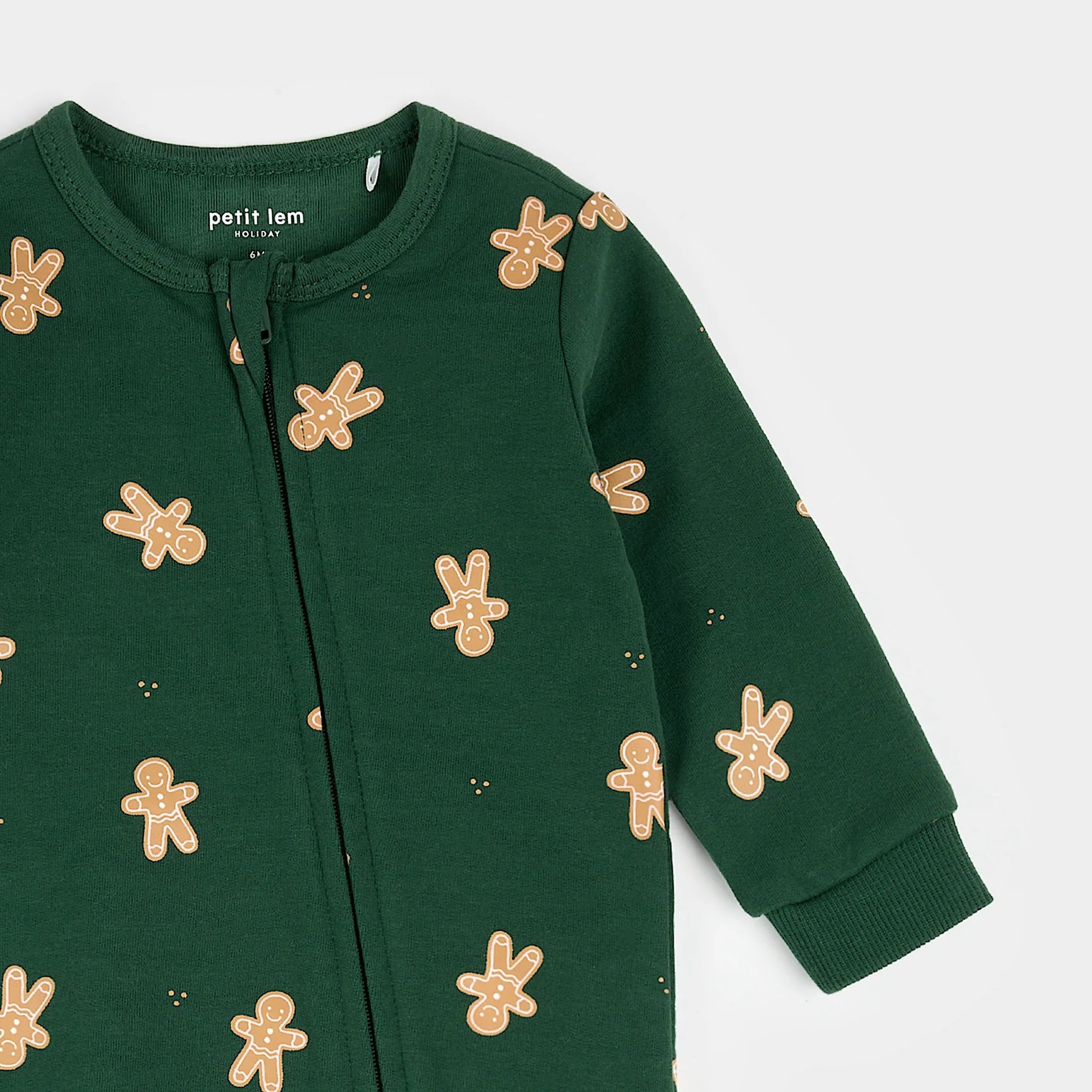 Dark Green Fleece Playsuit | Gingerbread Man