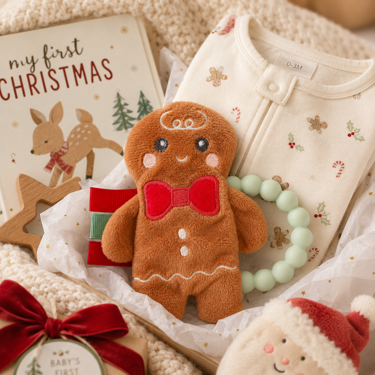 Baby Crinkle Teether Toy | Gingerbread