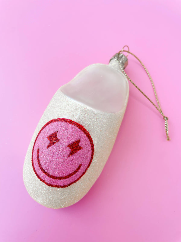 Pink Smiley Slipper Ornament