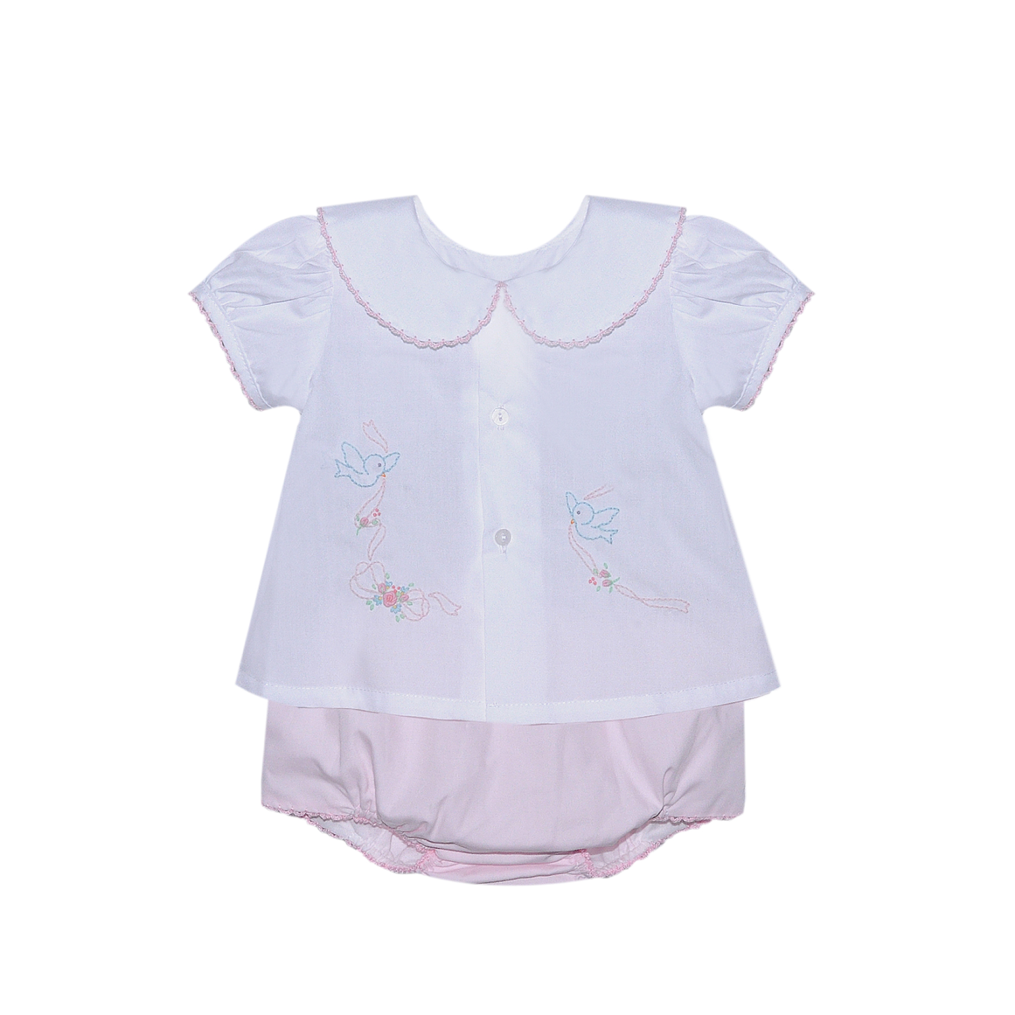 Pink Avery Diaper Set | Birds w/ Bows