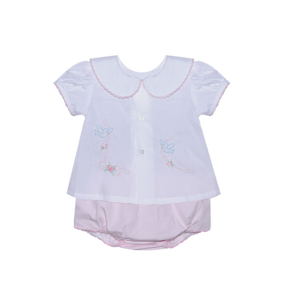 Pink Avery Diaper Set | Birds w/ Bows