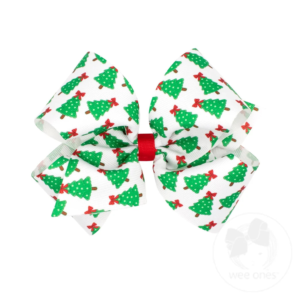 King Christmas Print Hair Bow | Christmas Tree