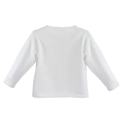 Ladder Edge Cardigan Sweater | White
