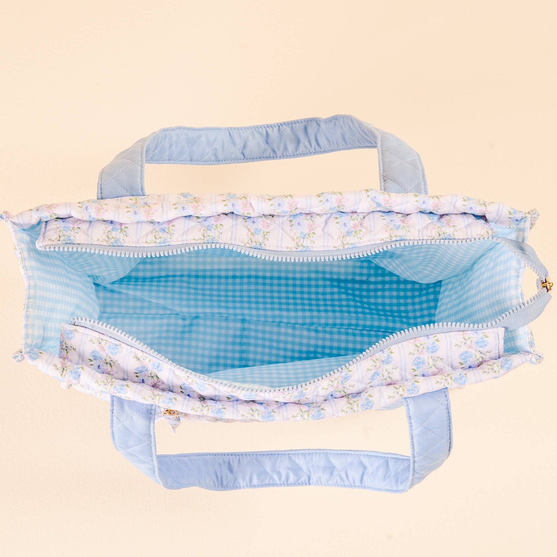 The Everyday Quilted Tote Bag-Petal Parade Blue