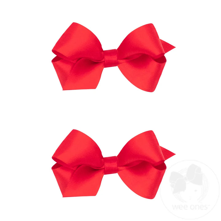 Mini Satin Bow Pair | Red