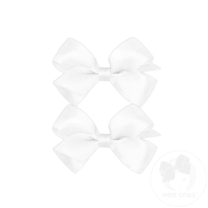 Mini Satin Bow Pair | White