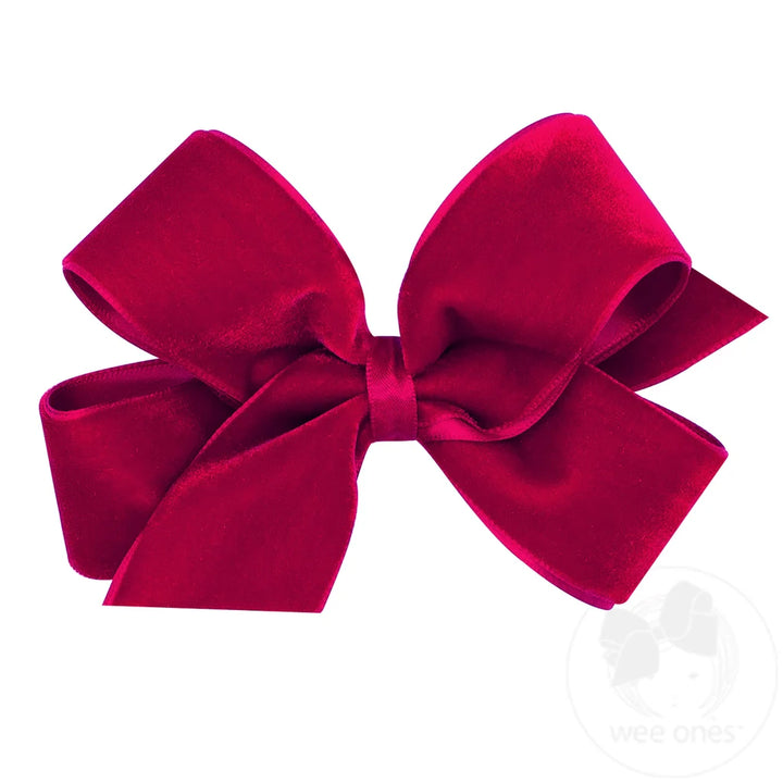 Medium Velvet & Satin Overlay Bow | Cardinal