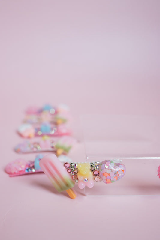 Sweet Treat Crystal Charm Clip | Pink/Green Popsicle