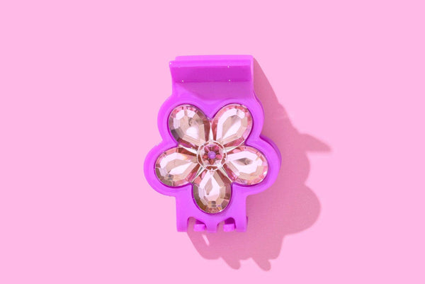 Gemstone Claw Clip - Purple Pink Flower