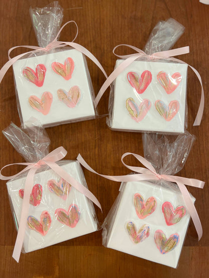 Canvas - 4x4 inch - PINK Mini Hearts