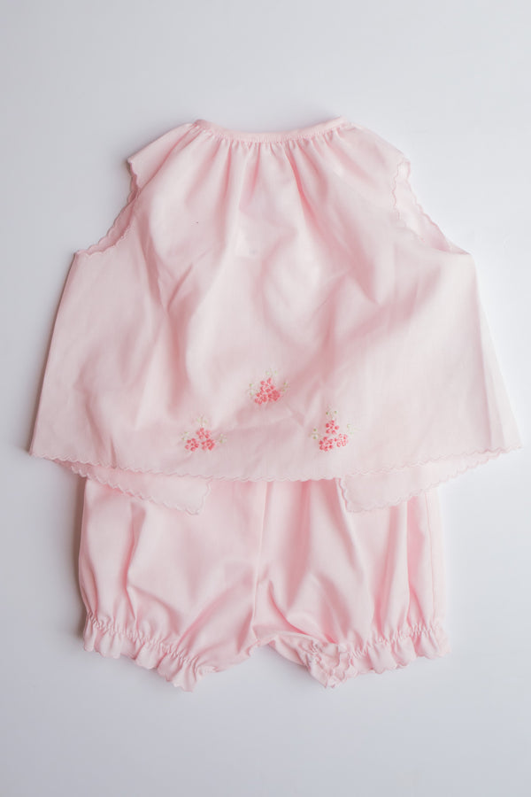 Satin Flower Embroidered Diaper Set | Pink