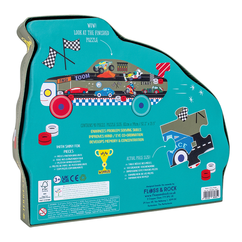 Cars 40pc "Racing Car" Shaped Jigsaw