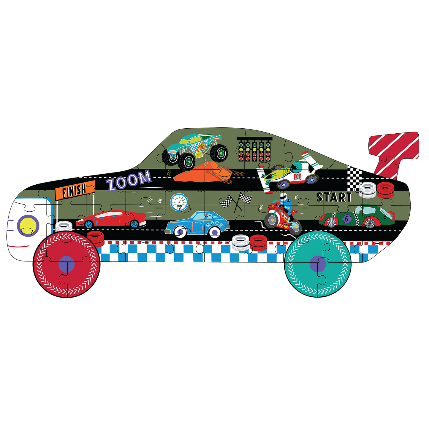 Cars 40pc "Racing Car" Shaped Jigsaw