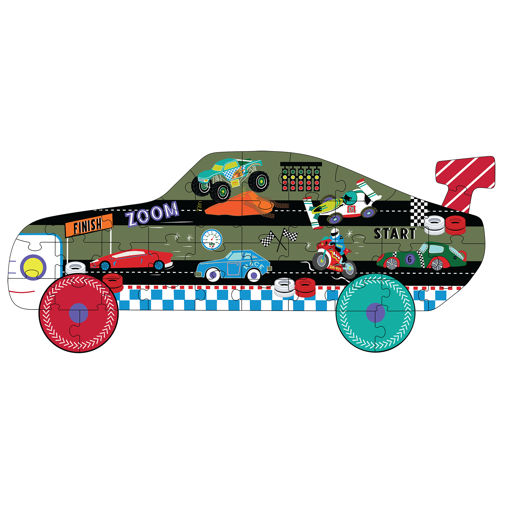 Cars 40pc "Racing Car" Shaped Jigsaw