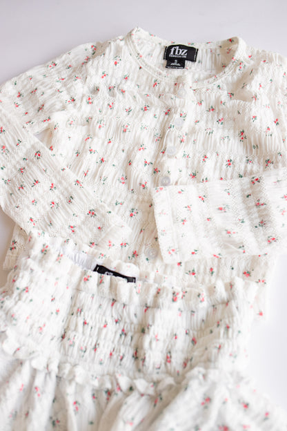 Ditsy Floral Gathered Cardi | White Floral