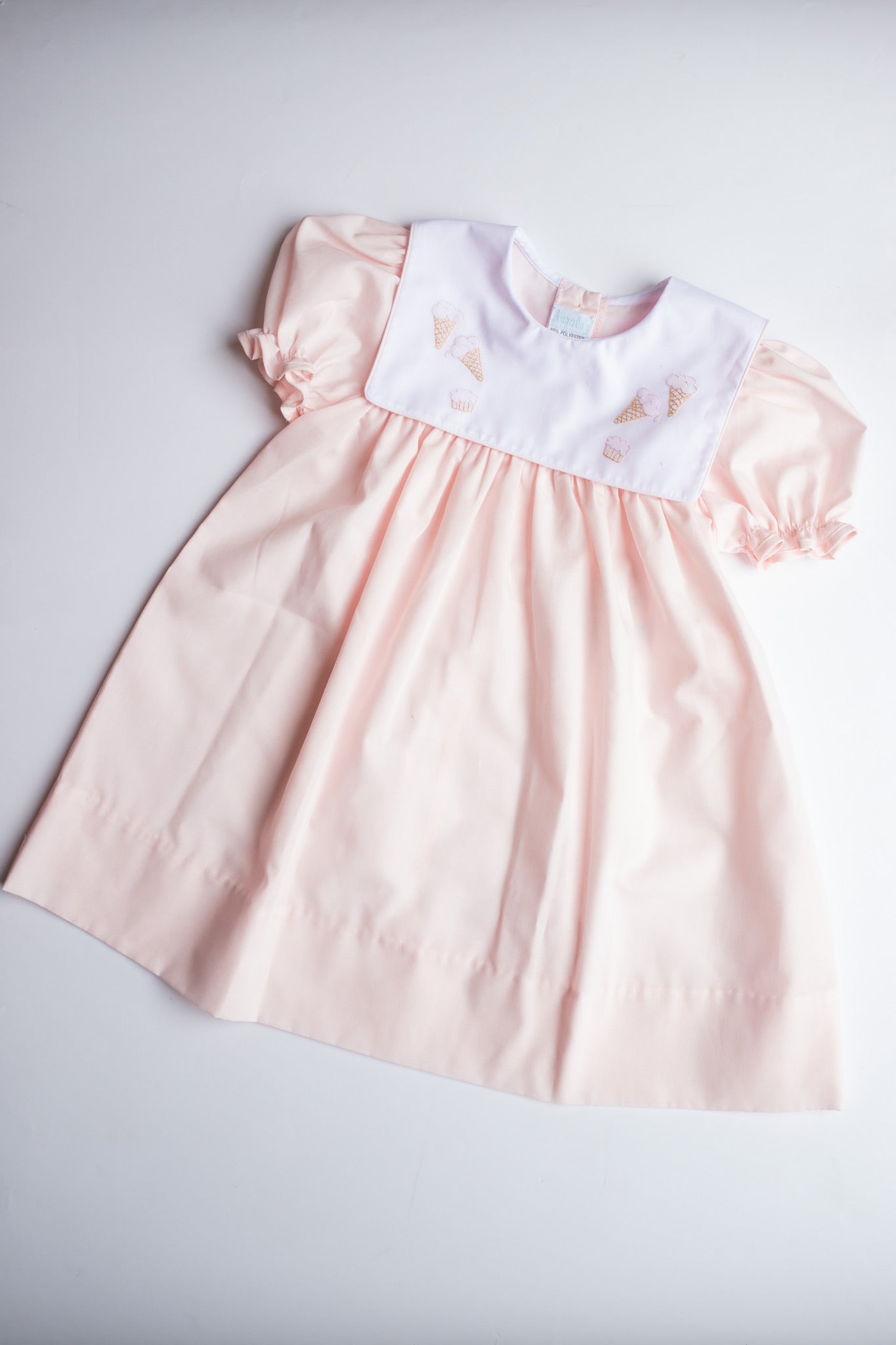 Ice Cream Embroidered Collar Dress | Pink/White