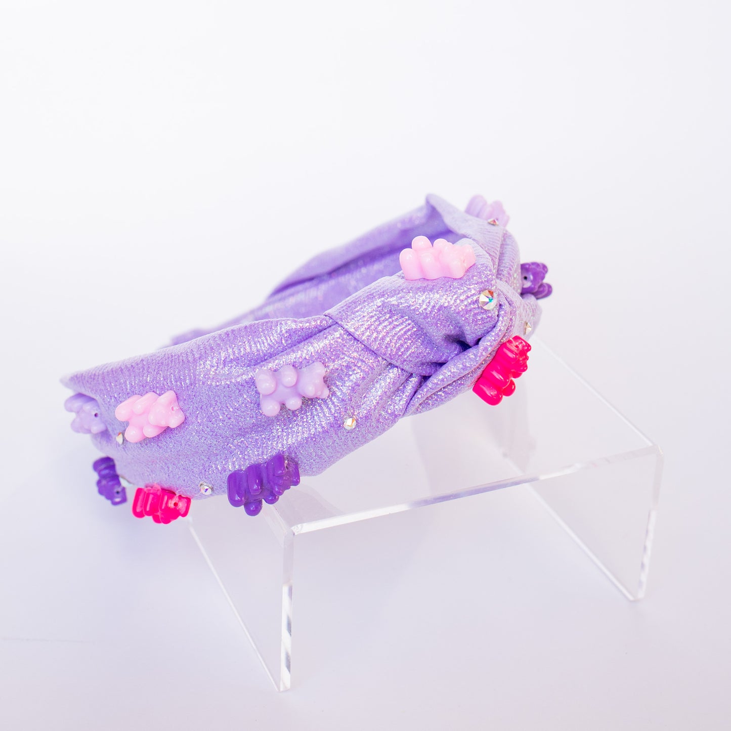 Gummy Bear Shimmer Charm Knot Headband | Purple