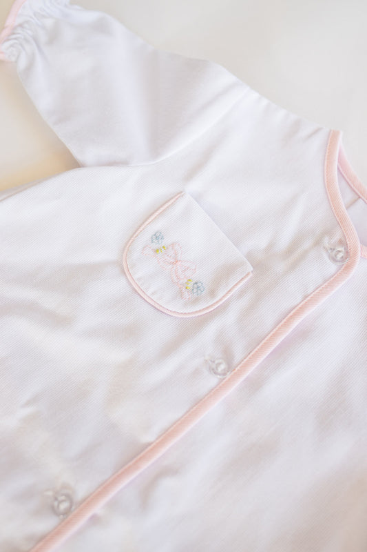 Pique Gown | Hand Sewn Tiny Bow, Pink