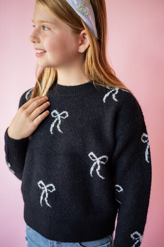 All Over Bow Sweater | Black + White