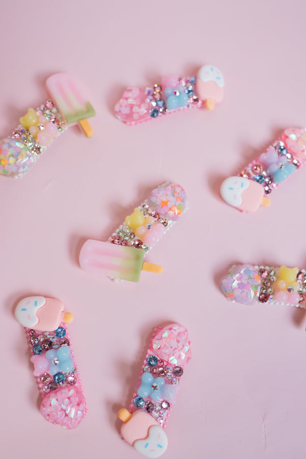 Sweet Treat Crystal Charm Clip | Pink Ice Cream