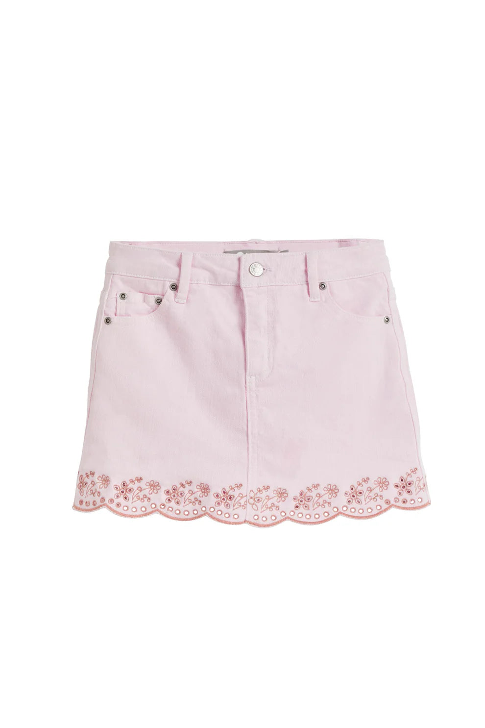 Floral Embroidery Eyelet Hem Skort | Pink