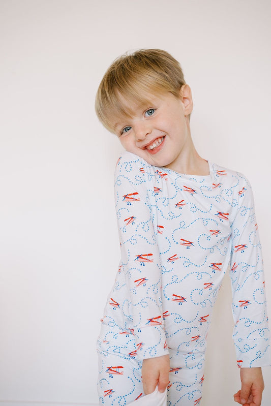 Long Sleeve Pajama Set | Airplanes