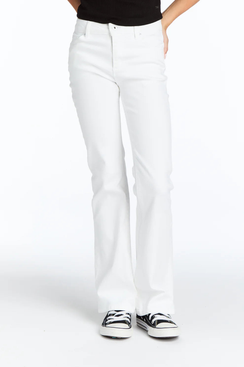 Mid Rise Flare Jeans | White