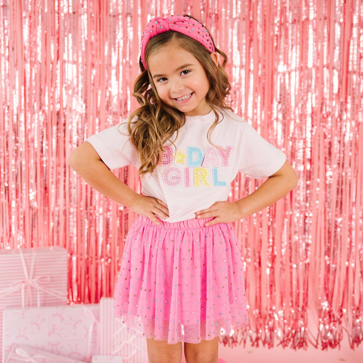 Birthday Girl Rhinestone Patch Short Sleeve T-Shirt
