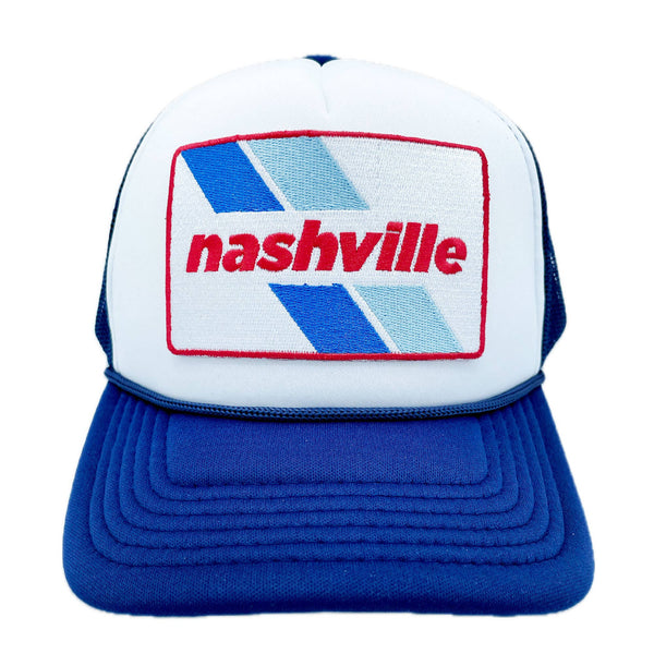 Kids Retro Stripe Nashville Trucker Hat | Light Blue