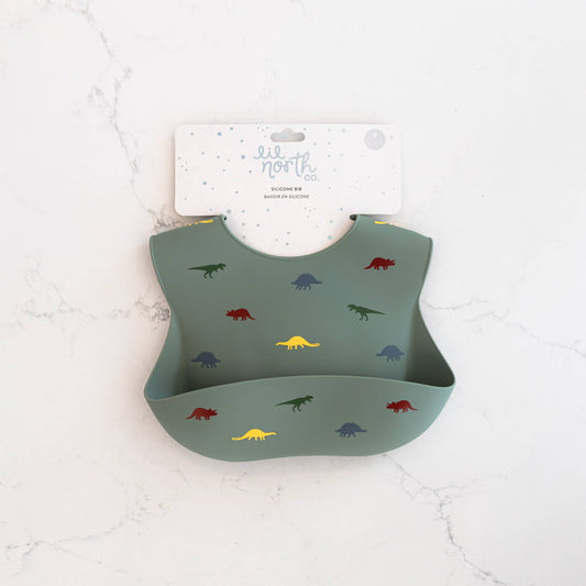 Stamped Dino Silicone Bib