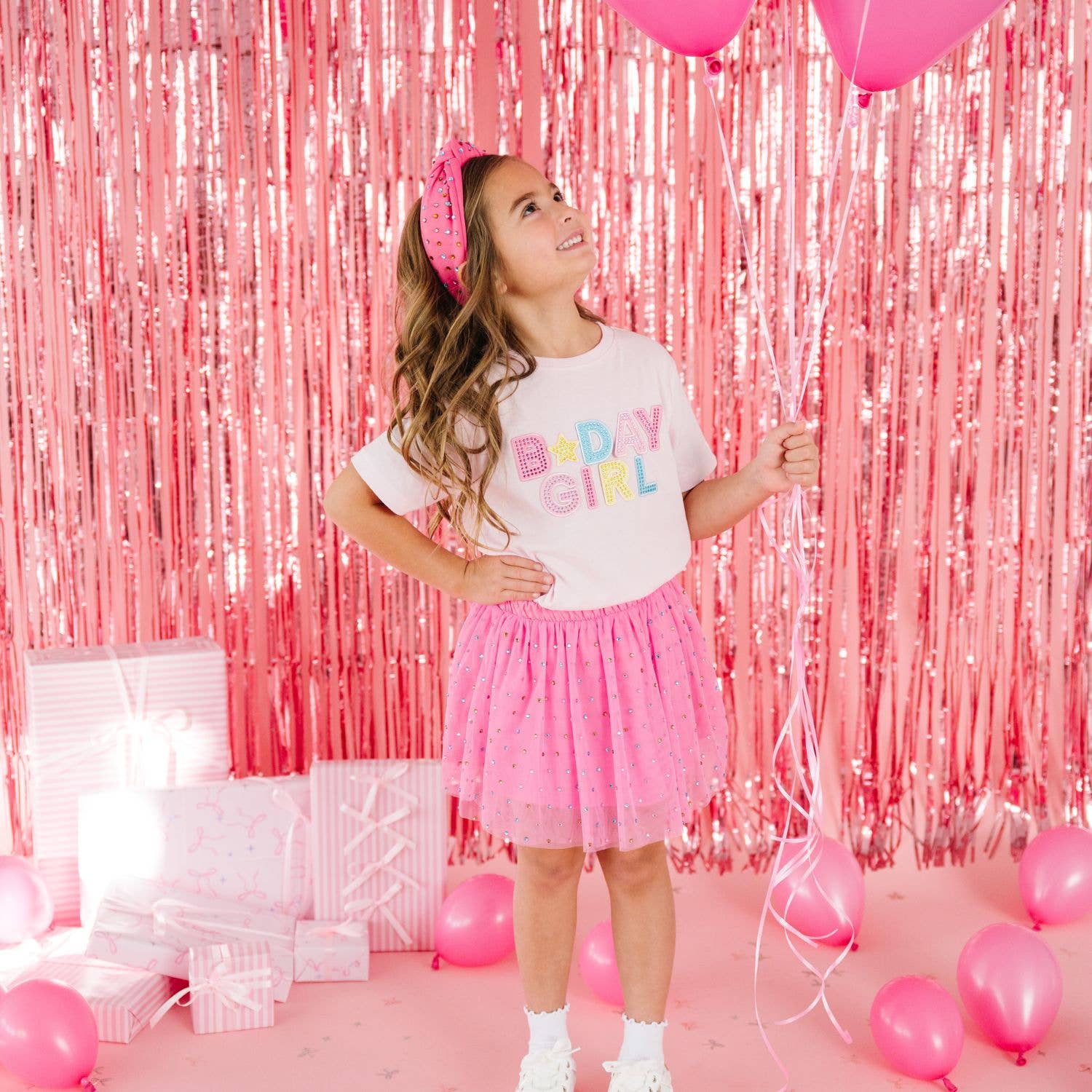 Birthday Girl Rhinestone Patch Short Sleeve T-Shirt
