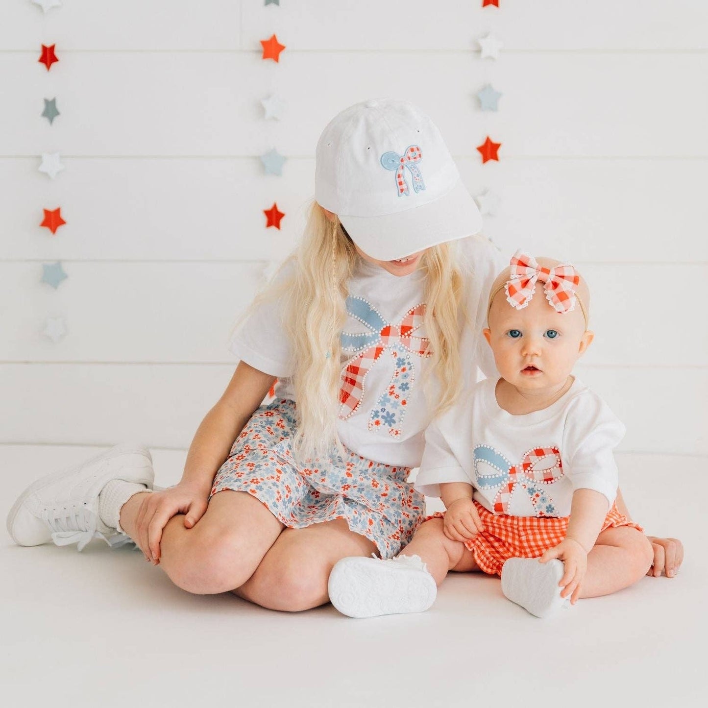 Patchwork Bow Patch Patch Baseball Hat - Fourth of July