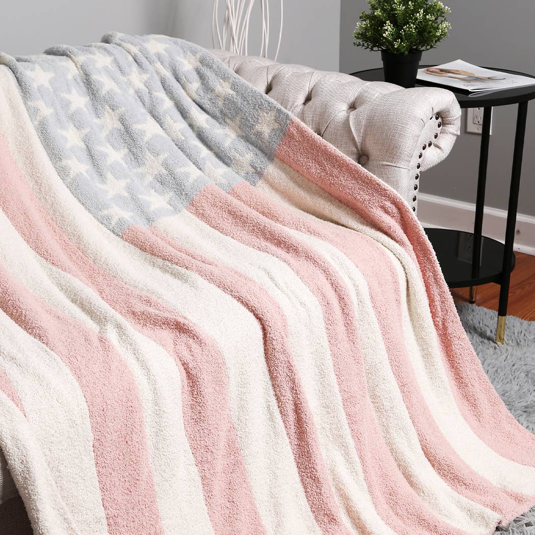 American Flag Design Cozy Soft Throw Blanket