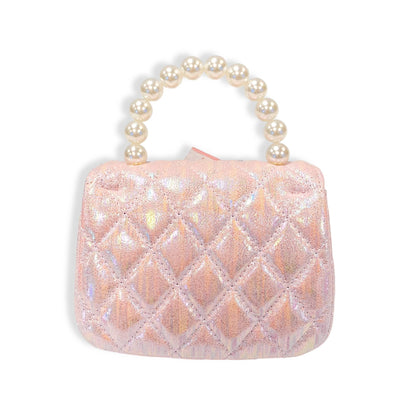 Embellished Bow Shiny Quilted Purse