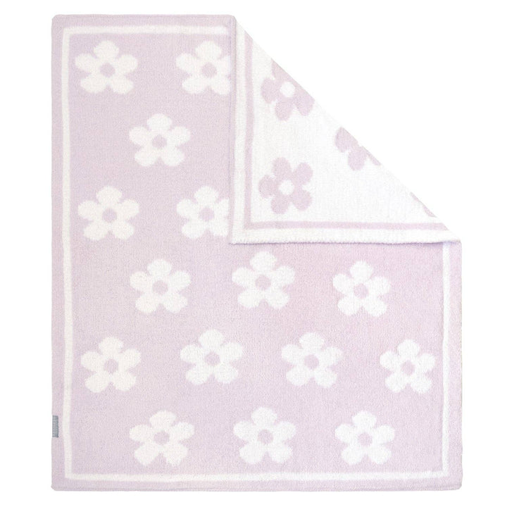 Chenille Baby Blanket - Purple Flower