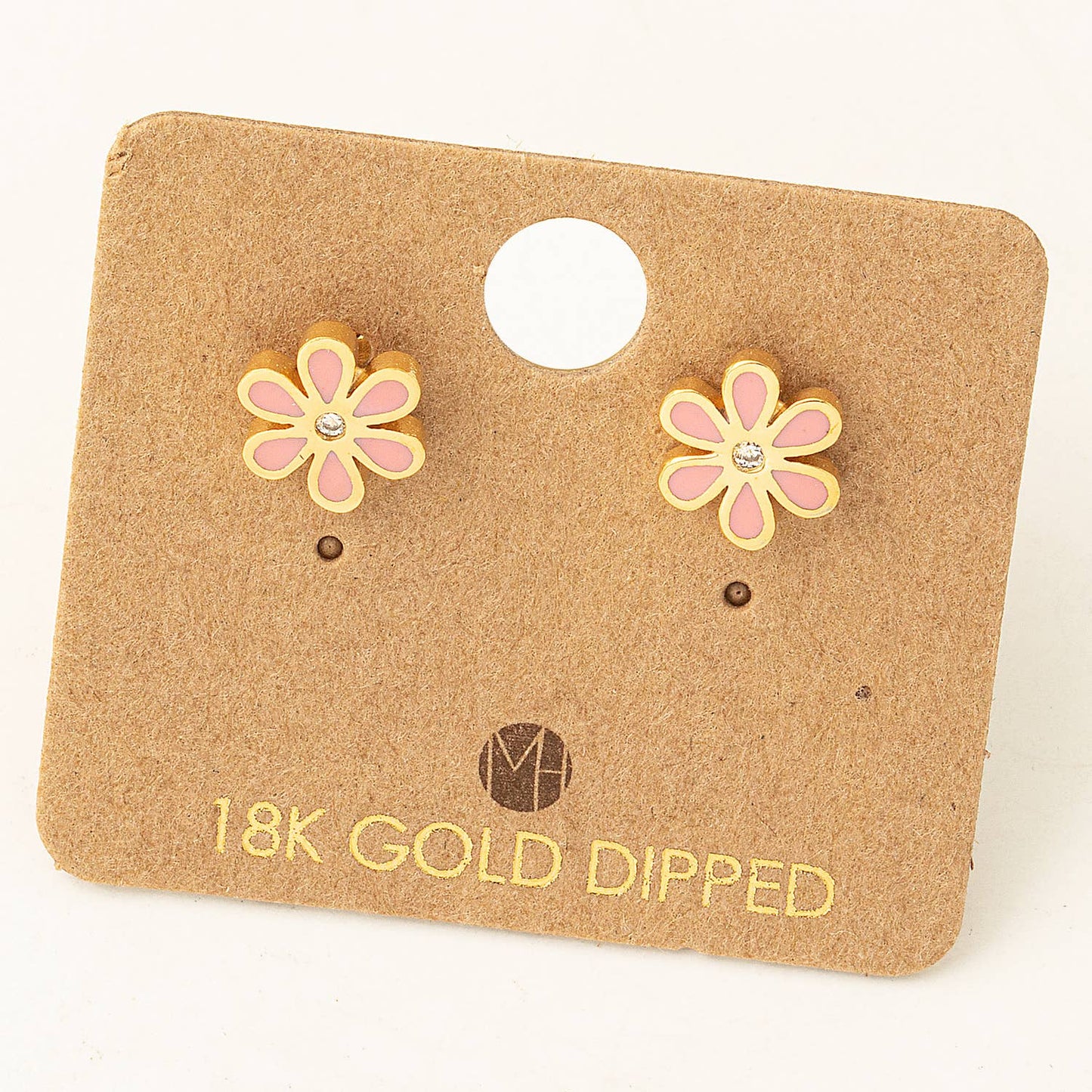 Enamel Flower Stud Earrings | Pink